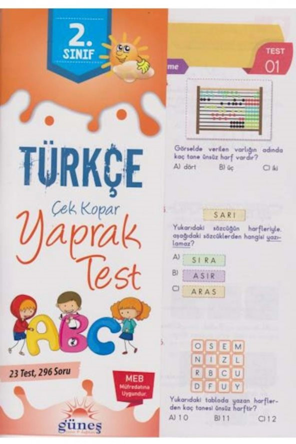 2. Sınıf Türkçe Çek Kopar Yaprak Test Güneş Yayın Dağıtım