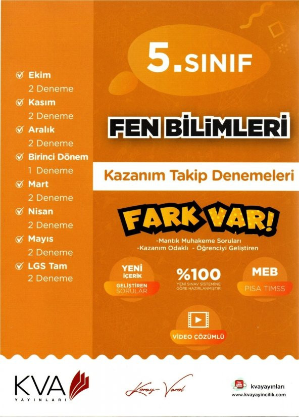 5. Sınıf Fen Bilimleri Fark Var Kazanım Takip Denemeleri Koray Varol Akademi