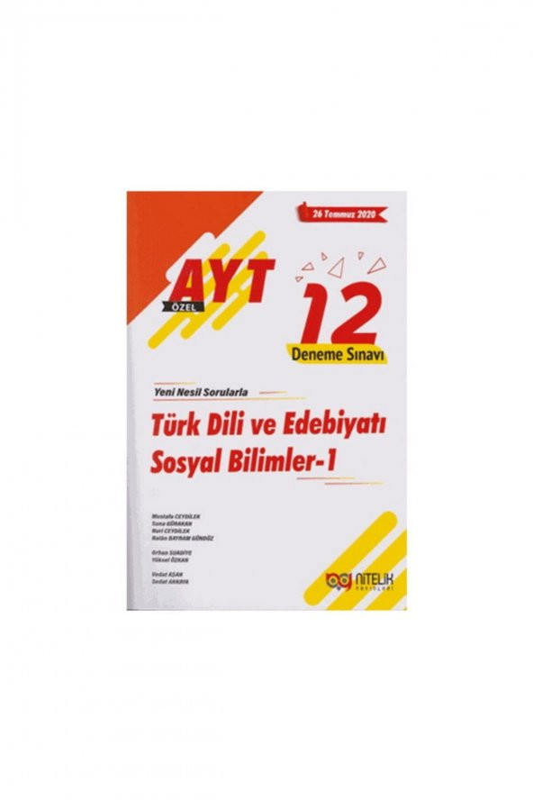 AYT Türk Dili ve Edebiyatı Sosyal Bilimler 1 12 Deneme Sınavı Nitelik Yayınları