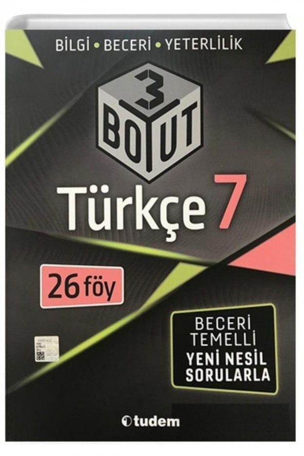 Tudem Yayınları 7.Sınıf Türkçe 3 Boyut Beceri Temelli Soru Bankası