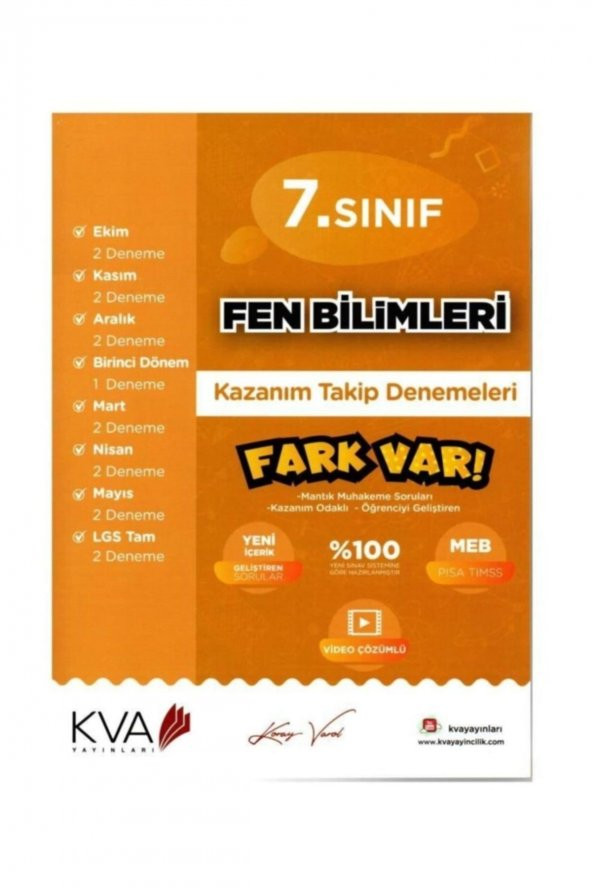 7. Sınıf Fen Bilimleri Fark Var Kazanım Takip Denemeleri Koray Varol Akademi