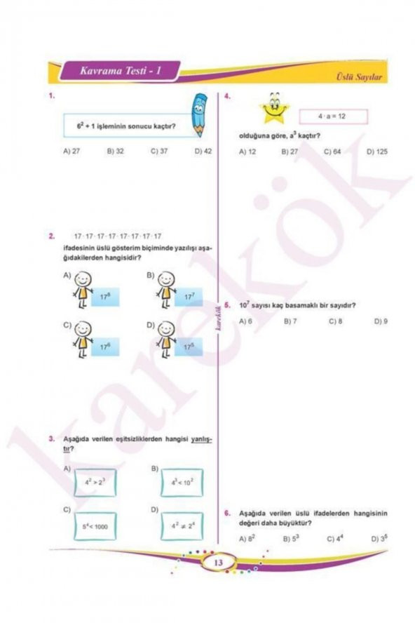 6. Sınıf Matematik Soru Bankası Karekök Yayınları - 4