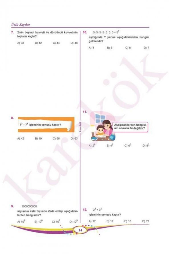 6. Sınıf Matematik Soru Bankası Karekök Yayınları - 5