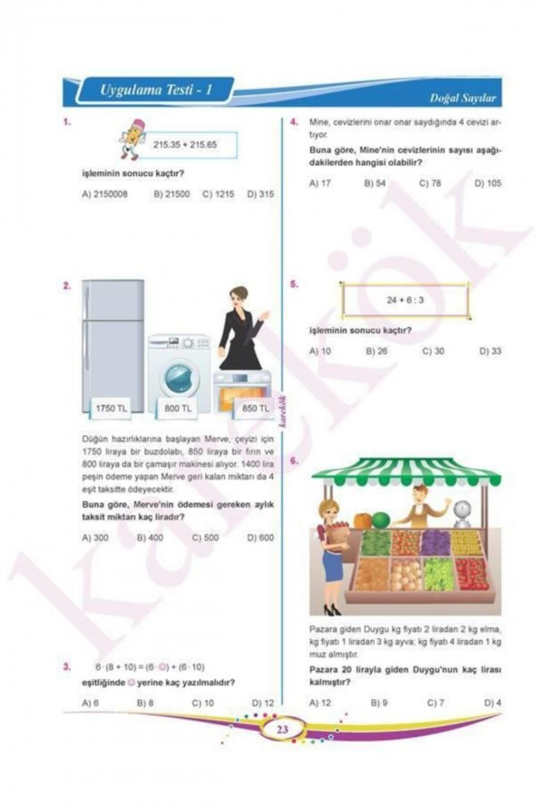 6. Sınıf Matematik Soru Bankası Karekök Yayınları - 6