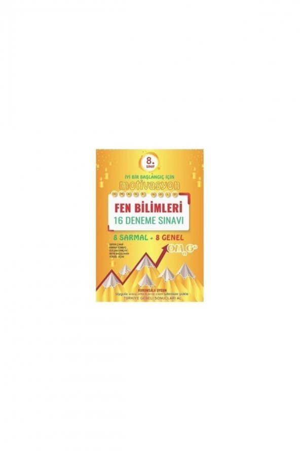 8. Sınıf Omage Gold Motivasyon Fen Bilimleri 16 Deneme Sınavı (8 Sarmal + 8 Genel)