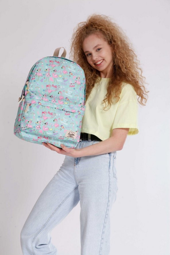 Nature Okul Çantası 41x24x18 Mint Flamingo (k1319) - Resim 2