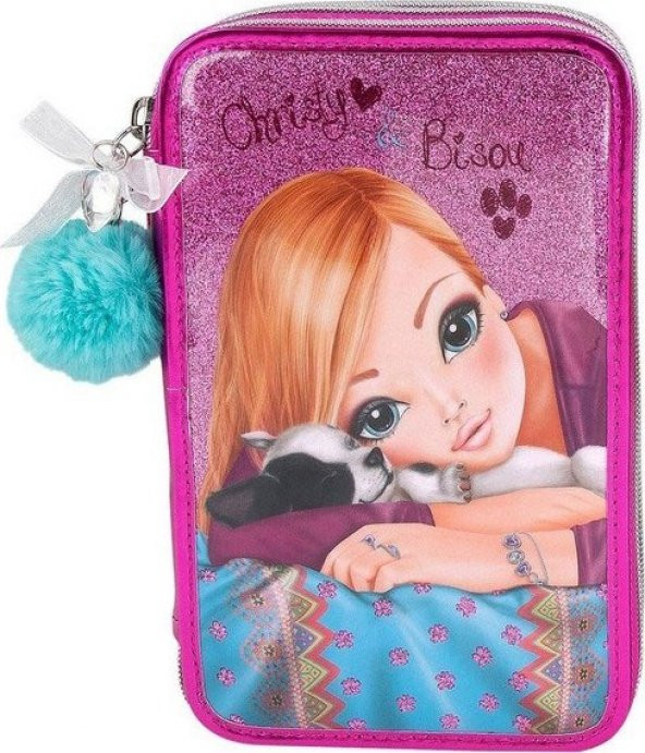 Top Model 3 Katlı Dolu Kalem Kutu Glitter 6352