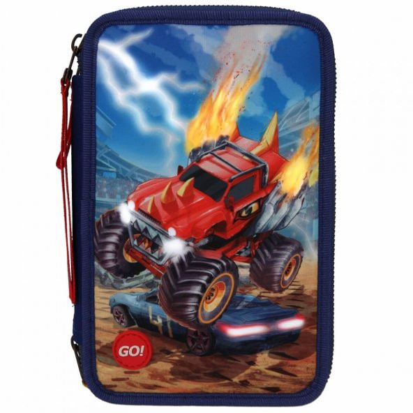 Top Model Monster Cars Üç Katlı Dolu Kalem Kutu Monster Truck