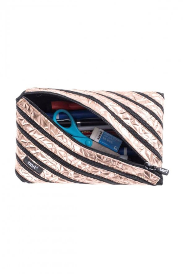 Zipit Altın Metalik Jumbo Kalem Kutusu Pembe - 3