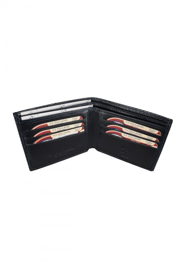 US Polo Assn Hakiki Deri Lacivert Erkek Cüzdan PLCZ8408 - 2
