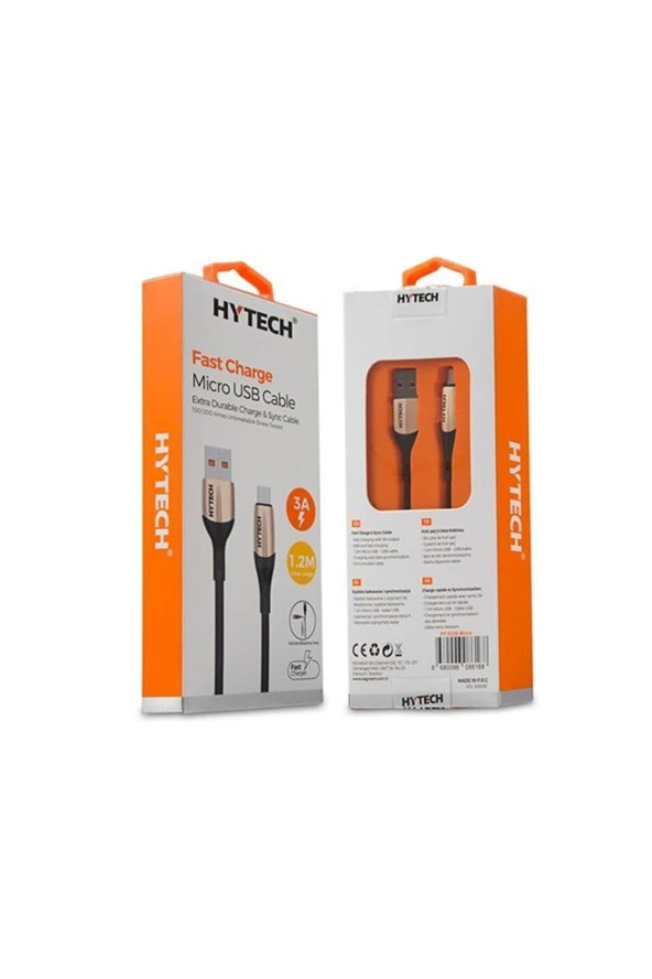 Hytech 3 Amper Micro Usb 1.2 Metre Gold Data + Hızlı Sarj Kablosu