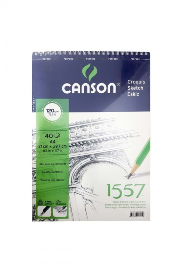 Canson 1557 Resim Ve Çizim Blok 120gr A4 40yp Üstten Spiralli ürün görseli 1