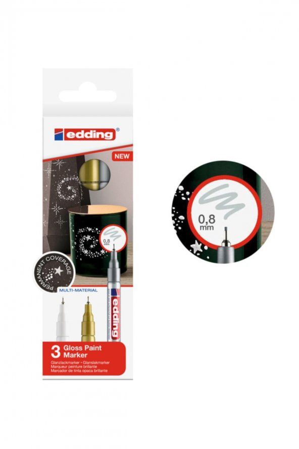 Edding 3lü Metalik Boya Dekor Markör Set 0.8mm