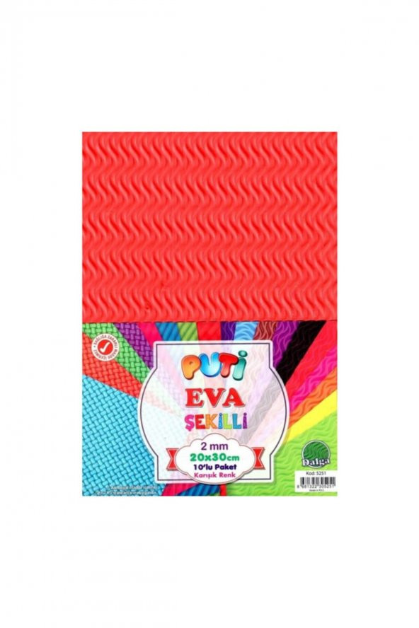 Puti 5251 A4 10lu Karışık Renk Dalga Eva ürün görseli 1
