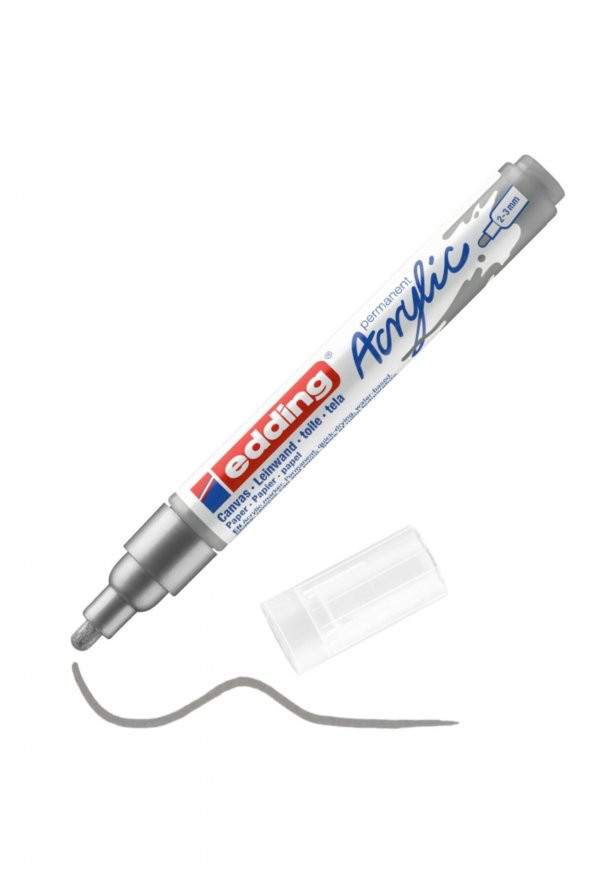 Edding 5100 Orta Uçlu Akrilik Markör - Gümüş - 2-3 Mm’Lik Yuvarlak Uç