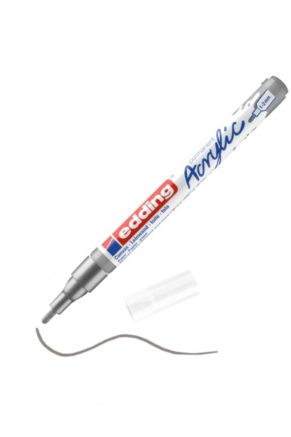 Edding 5300 İnce Uçlu Akrilik Markör - Gümüş - 1-2 Mm’Lik İnce Yuvarlak Uç ürün görseli 1