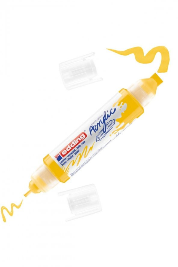 Edding 5400 Akrilik 3D Double Liner - Trafik Sarı - 2-3, 5-10 Mm’Lik 2 Başlık - 1
