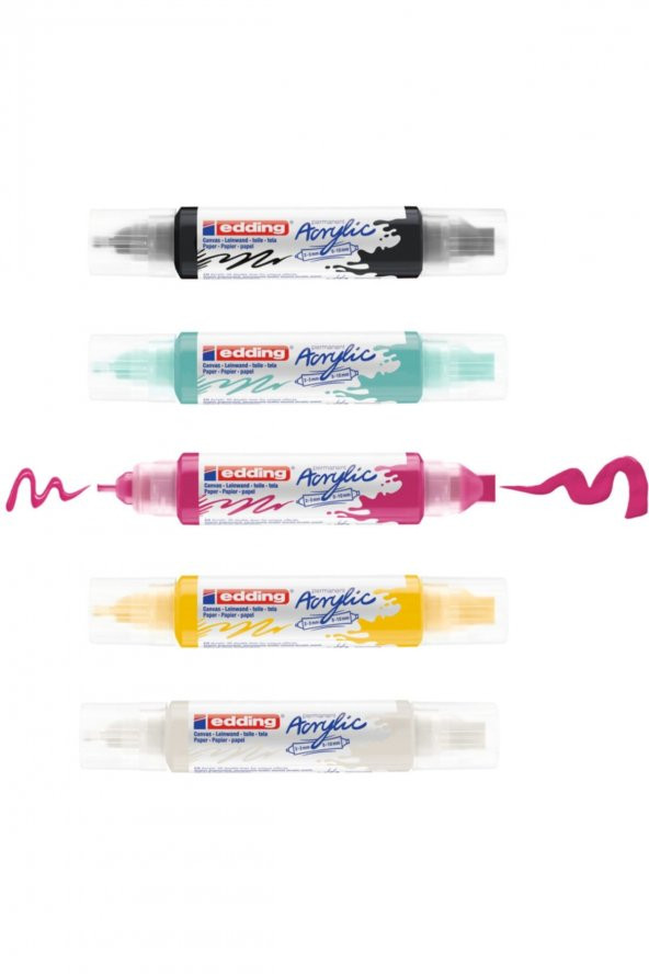 Edding 5400 Akrilik 3D Double Liner 5 Tüplü Akrilik Boya Seti (Temel) - Resim 2