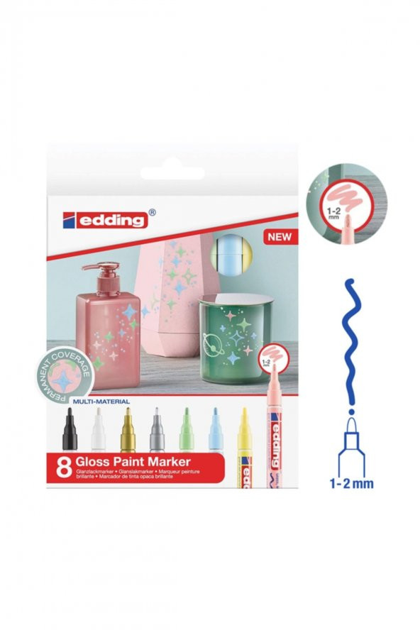 Edding 751 Örtücü Boya Kalem Seti 8li + Pastel Tonlar - 1