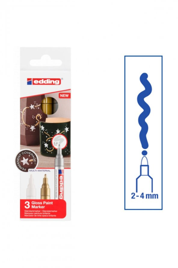 Edding Boya Dekor. Markörü 3lü Kutu Metali̇k 2-4 Mm Keçe Uç ürün görseli 1