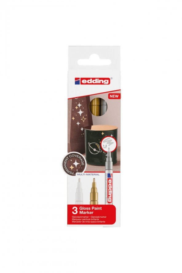 Edding E-751 Boya Dekor. Markörü Kutu Metalik 1-2 mm Keçe Uç 3lü