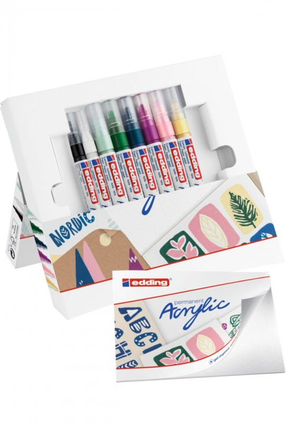 Edding Kolay Başlangıç Seti - 8’Li Akrilik Markör Seti (Nordic), ürün görseli 1