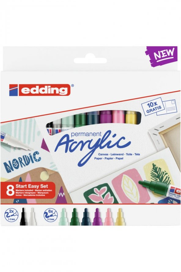 Edding Kolay Başlangıç Seti - 8’Li Akrilik Markör Seti (Nordic), - Resim 5