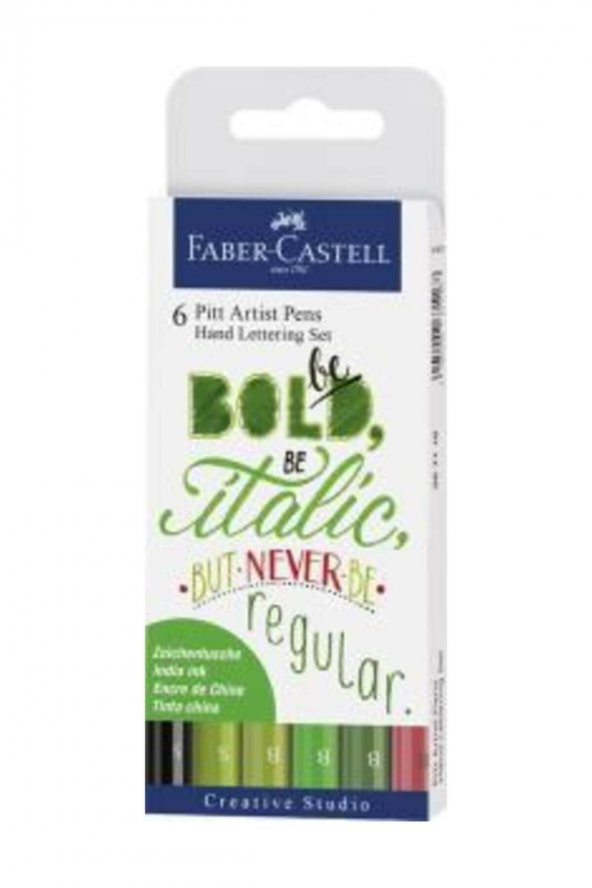 Faber-Castell Pitt Artist Pen Kaligrafi Seti Yeşil 6lı ürün görseli 1