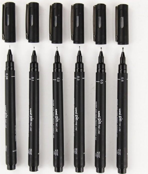Uni Pin Teknik Çizim Kalemi 6lı Set