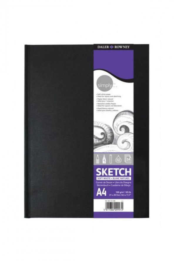 Soft White Sert Kapak Çizim Defteri 54 Yaprak 100g A4 21x29.7 cm