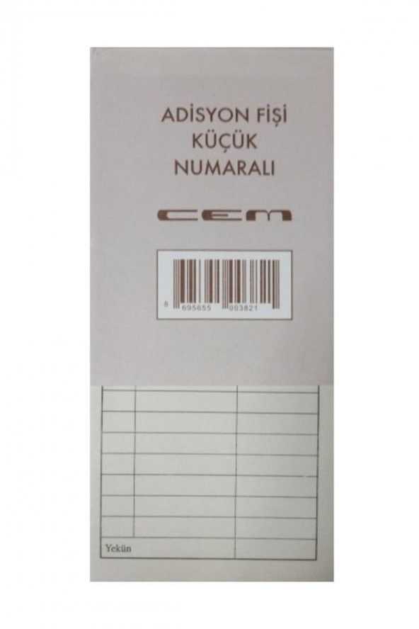 Küçük Numaralı Adisyon Fişi 12 Li (1 Paket 12 Adet) ürün görseli