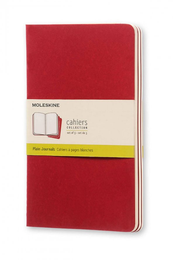 Moleskine 3Lü Cahier Düz Defter Karton Kapak L Boy Kırmızı