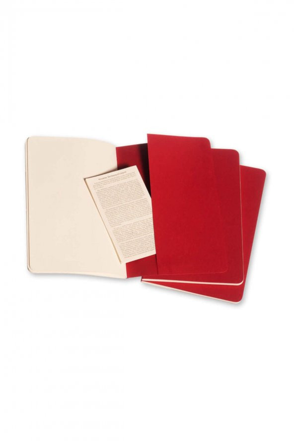 Moleskine 3Lü Cahier Düz Defter Karton Kapak L Boy Kırmızı - Resim 4
