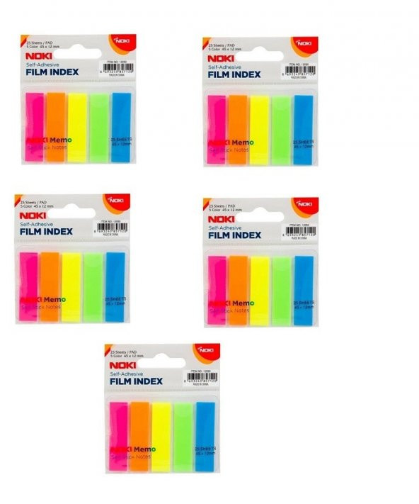 Noki Memo Film Index 5 Renk 12x45mm 25 Yp. 5 Adet