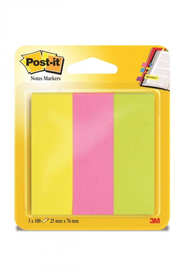 Post-it® Not Sayfa Isareti, 3 Renk x 100 yaprak