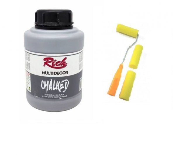 Rich Multi Decor Chalked Akrilik 1750ml 4576 Is Siyah&Sarı Sünger Rulo Seti