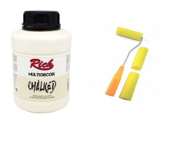 Rich Multi Decor Chalked Akrilik Boya 1750ml Alaçatı&Sarı Sünger Rulo Seti