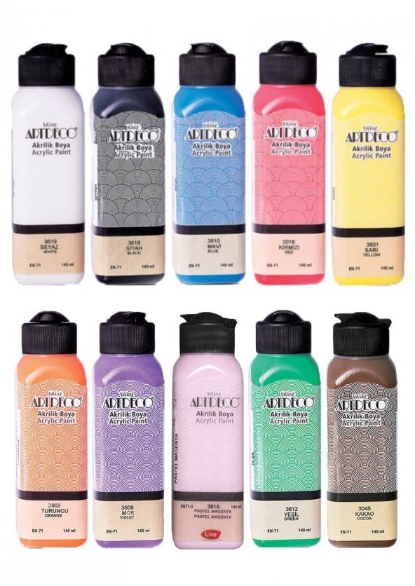 Artdeco Akrilik Boya Seti 10 Renk x 140 ml ürün görseli 1