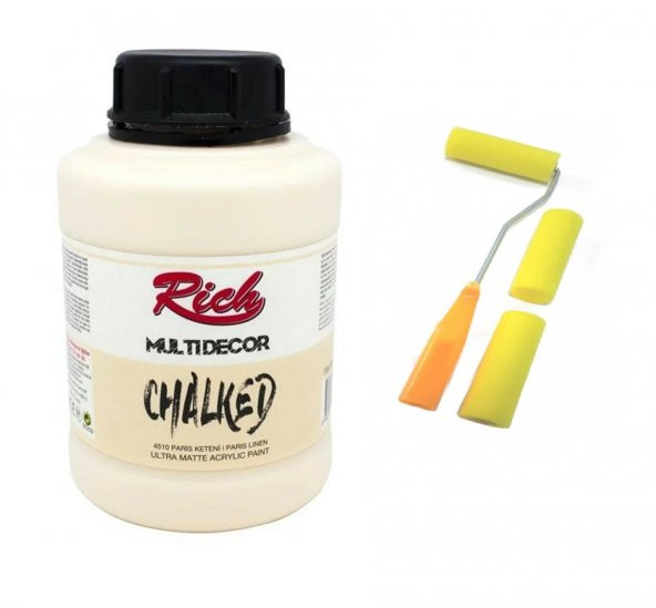 Rich Multi Decor Chalked Akrilik Boya 1750ml &Sarı Sünger Rulo Seti