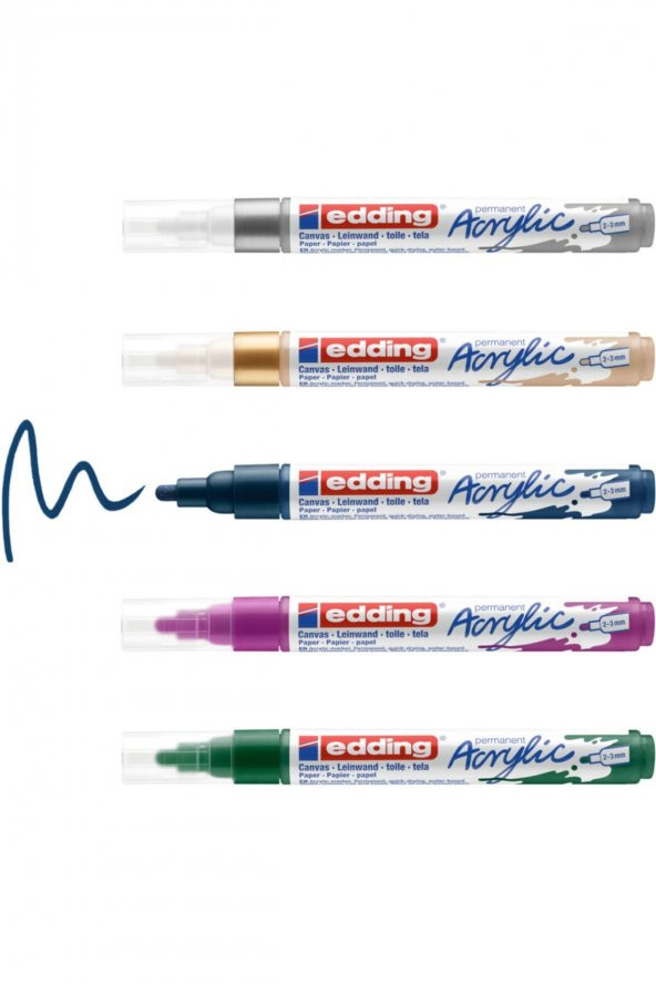 Edding 5100 Akrilik Markör 5’Li Paket (Metalik)  2-3 Mm’Lik Yuvarlak Uç - 2