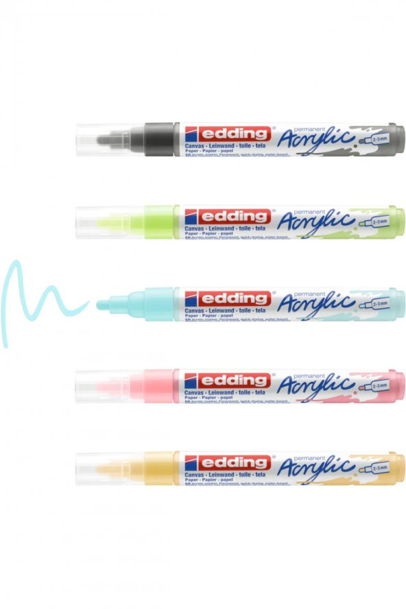 Edding 5100 Akrilik Markör 5’Li Paket (Pastel)  2-3 Mm’Lik Yuvarlak Uç - 2