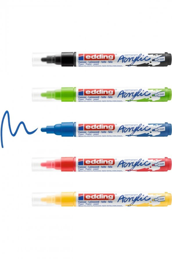 Edding 5100 Akrilik Markör 5’Li Paket (Temel) 2-3 Mm’Lik Yuvarlak Uç - 2