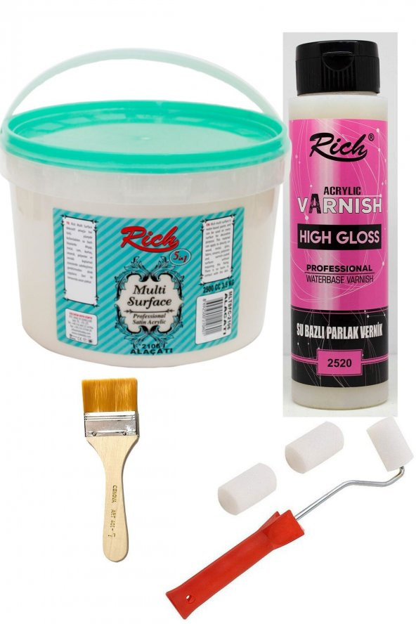 Rich 4’lü Boya Seti Multi Surface Alaçatı 2500 cc +500 cc Parlak Vernik ürün görseli 1