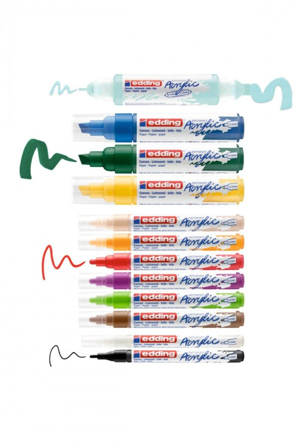 Edding Akrilik Markör Yaratıcı Set  Mix Kalem + Resim Defteri 12 Renk - 5