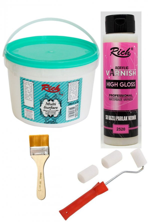 Rich 4’lü Boya Seti Multi Surface Kartanesi 2500cc + 500cc Parlak Vernik ürün görseli 1