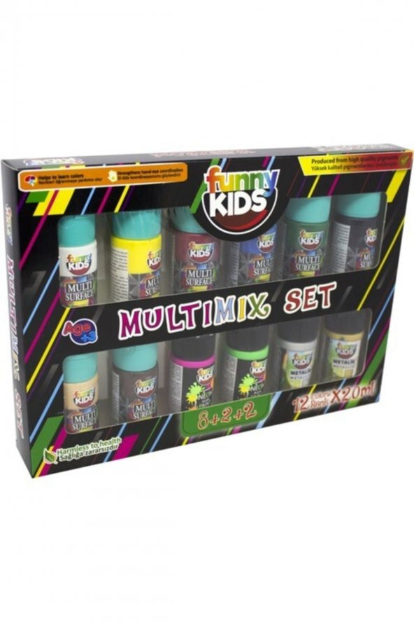 Funny Kids Multimix Akrilik Boya 12 Renk Set 20 ml 2100 ürün görseli 1