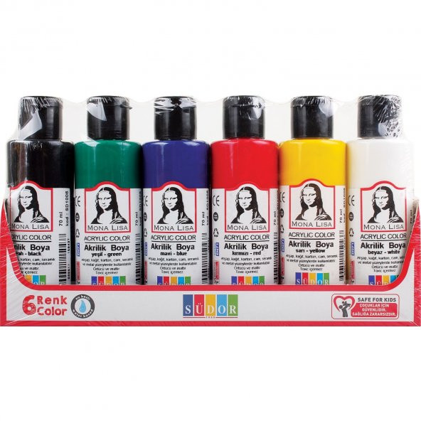 Mona Lisa Akrilik Boya 6 Renk x 70 ml Şişe ürün görseli 1