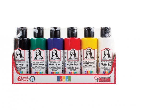 Mona Lisa Akrilik Boya 6 Renk x 70 ml Şişe - Resim 3