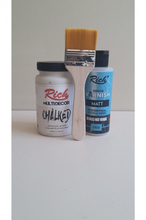 Rich Chalked Set 250 cc Akrilik Boya Alaçatı  +120 cc Mat Vernik + Fırça ürün görseli 1