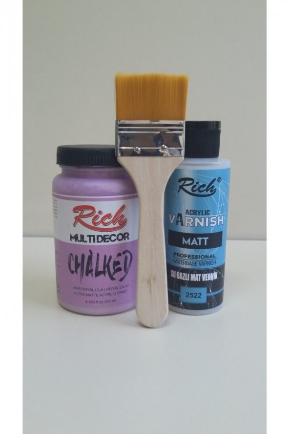 Rich Chalked Set 250 Cc Akrilik Royal Lila + 120 Cc Mat Vernik + Fırça ürün görseli 1